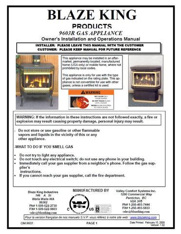 blaze king gas stove manual